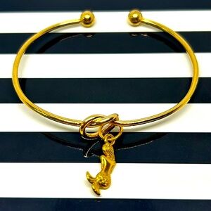 Handmade Heart-Shaped Mermaid Charm Expandable Bangle Bracelet!
